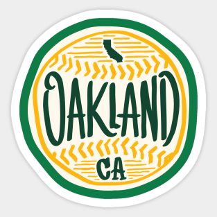 Oakland California Hand-Drawn Baseball Typography Art Sticker